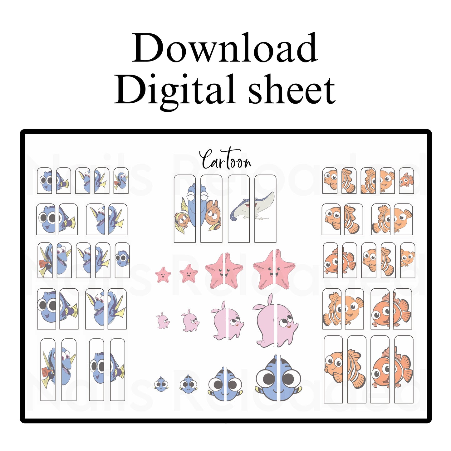Cartoon fish - digital download sheet