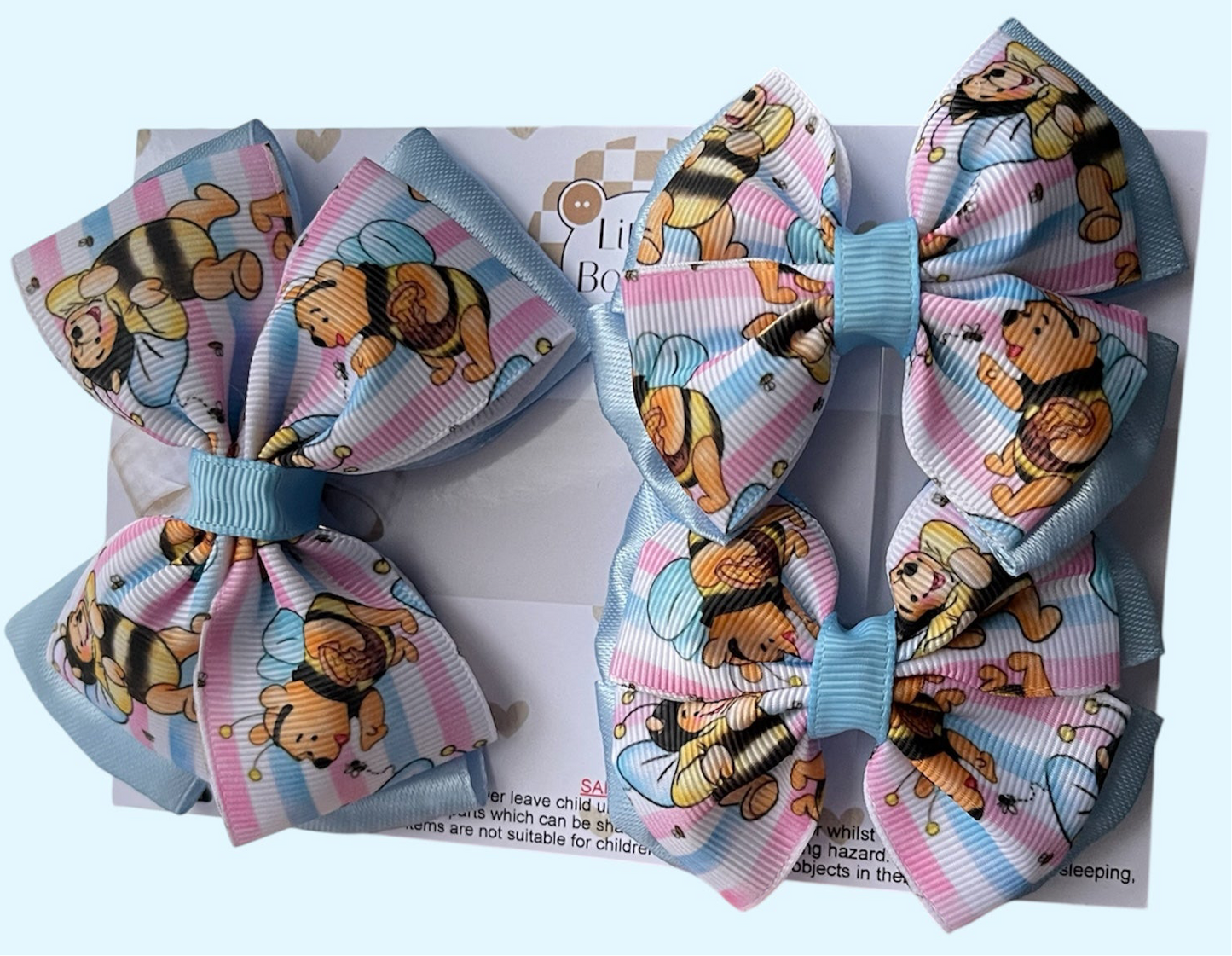 Winnie bee bow clip set