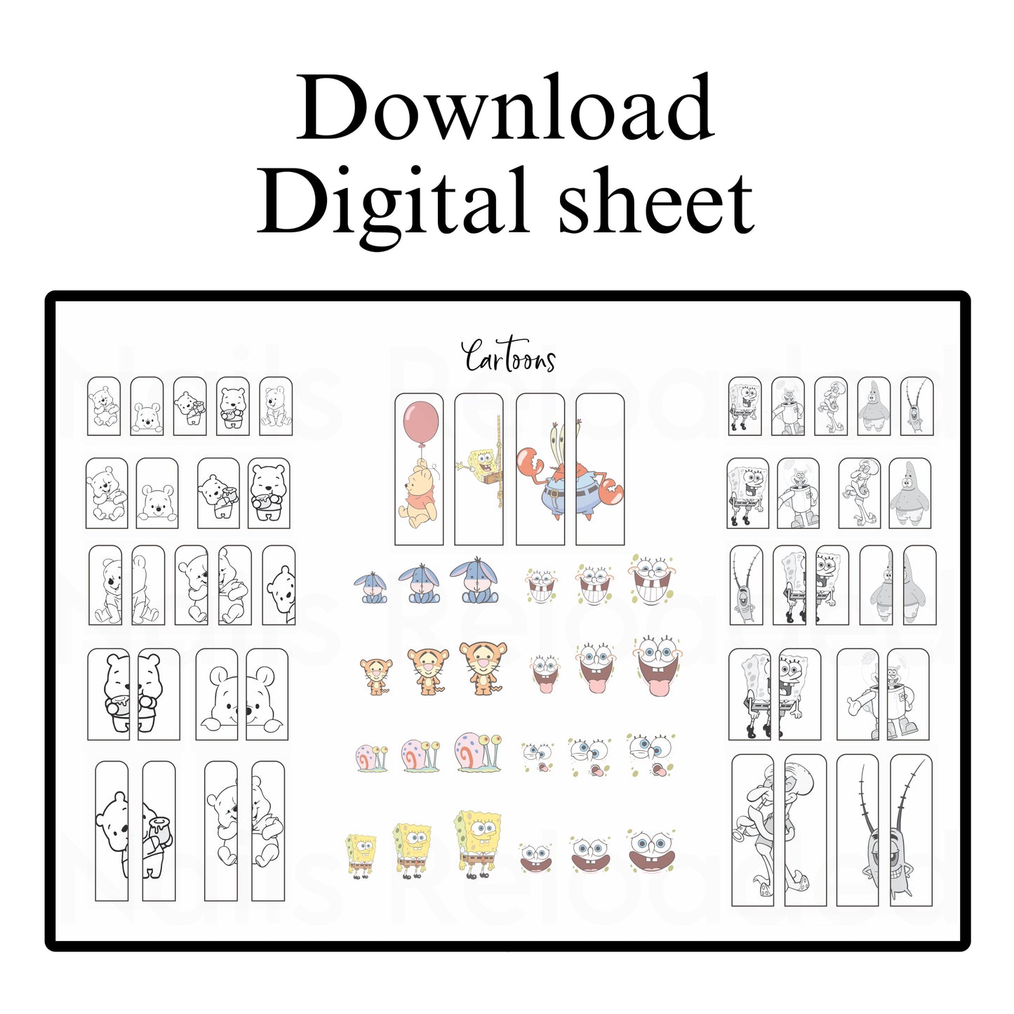 Cartoon sponge - digital download sheet