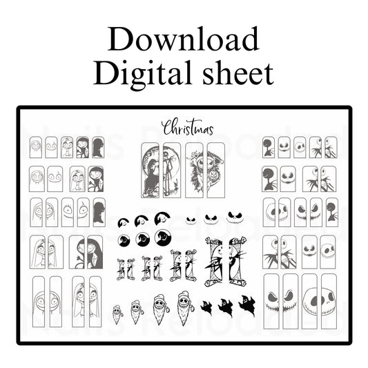 Cartoon Christmas skull - digital download sheet