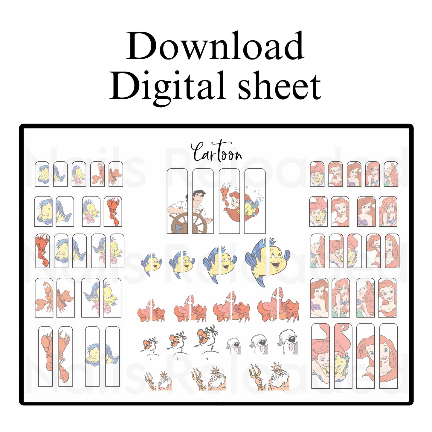 Cartoon mermaid - digital download sheet